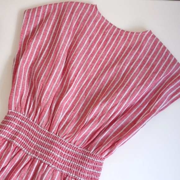 *** Re-Listed** Beautiful Max Studio Red w White Stripes Linen High Low Dress S - Picture 4 of 10
